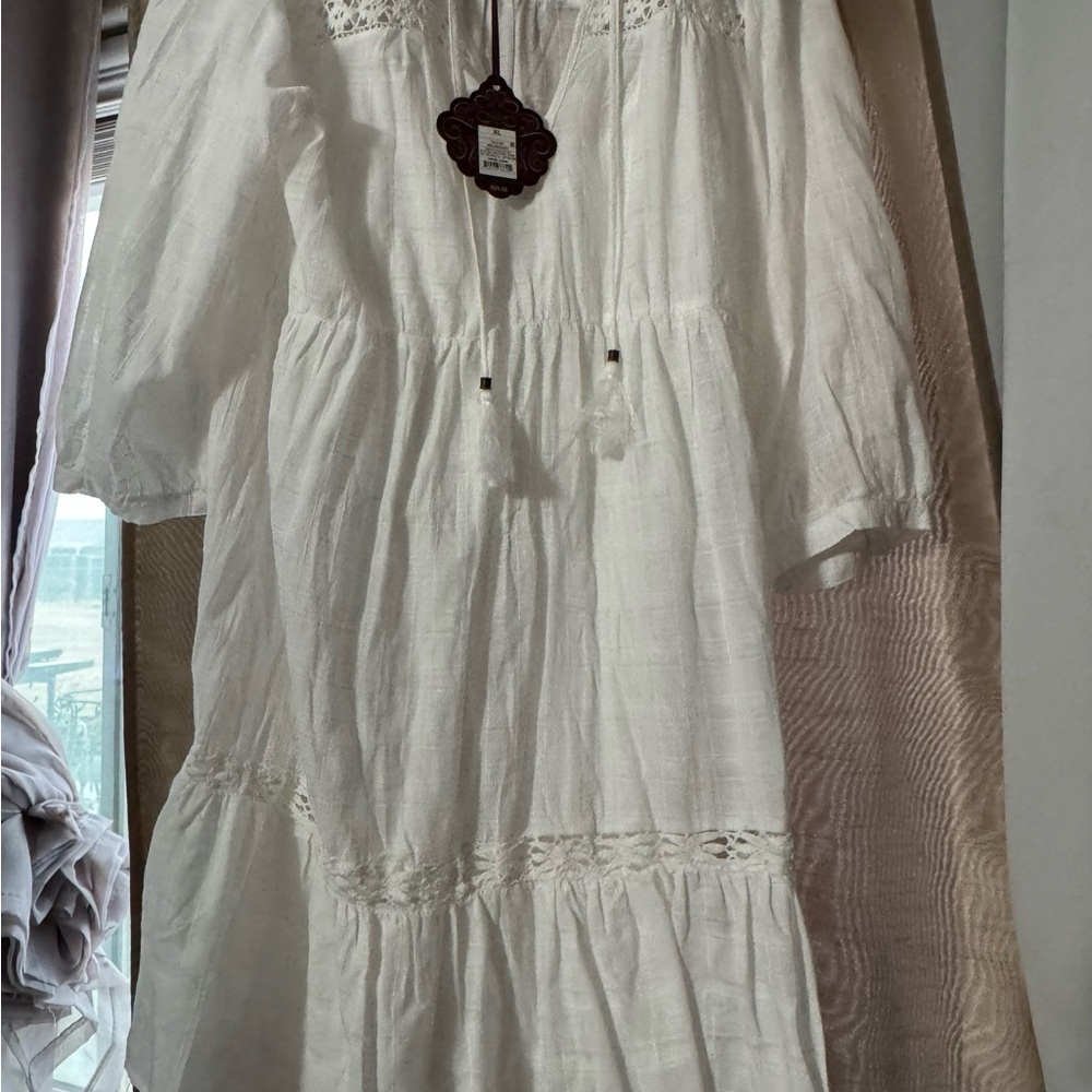 White Boho Peasant Dress